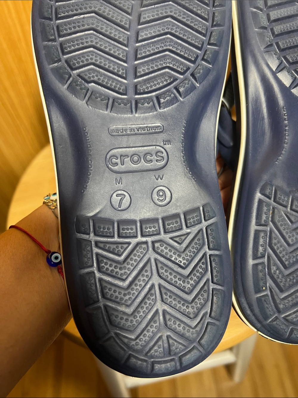 CROCS Men's Navy Flip-Flop Sandals with White Accent - Picture 5 of 5